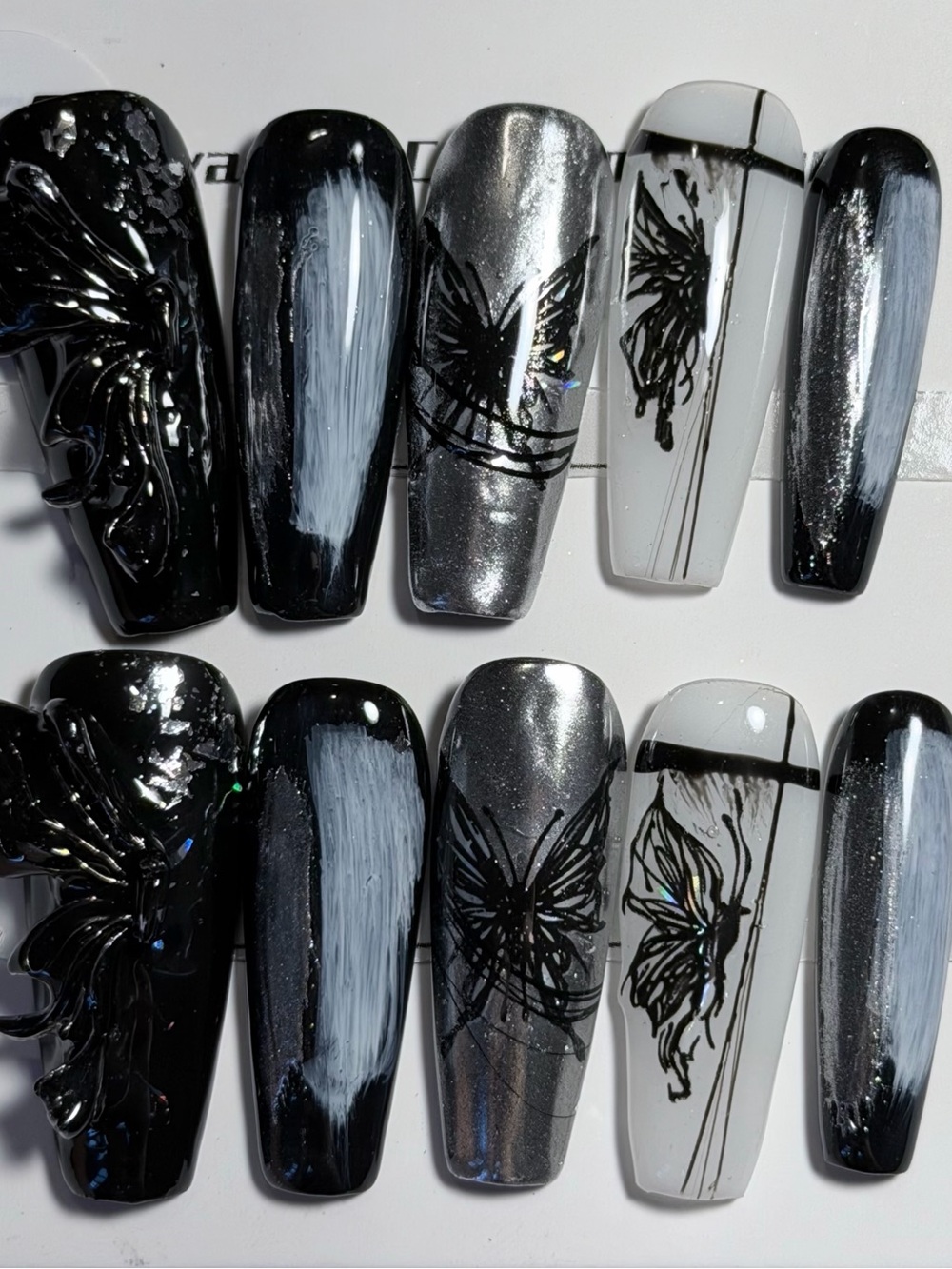 Black & Silver Butterfly Nail Art Phone Case - Designer-Inspired